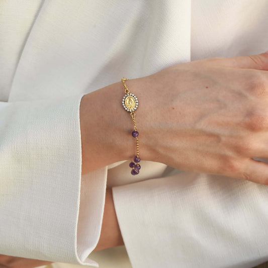 BRACCIALETTO ROSARIO - ORO E AMETHYST