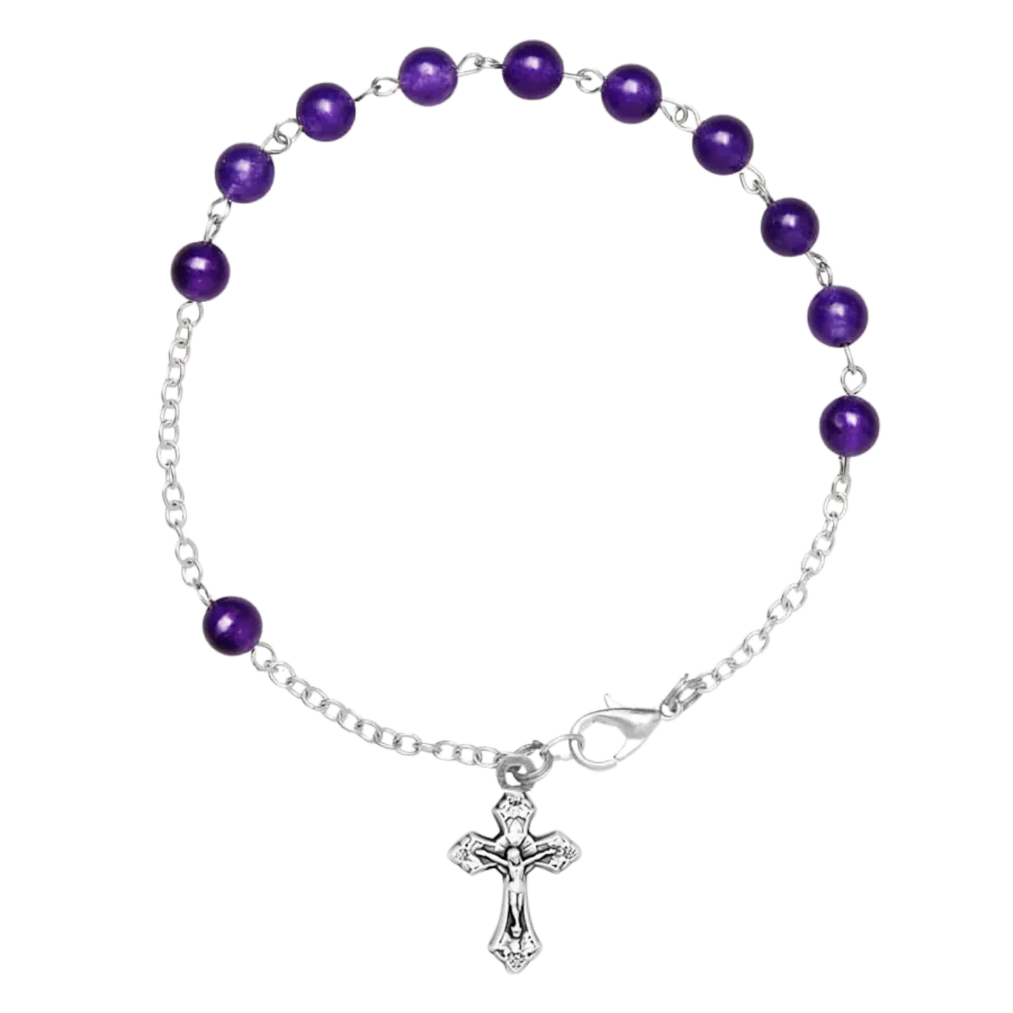 AMETHYST BEADS BRACCIALETTO ROSARIO - METAL