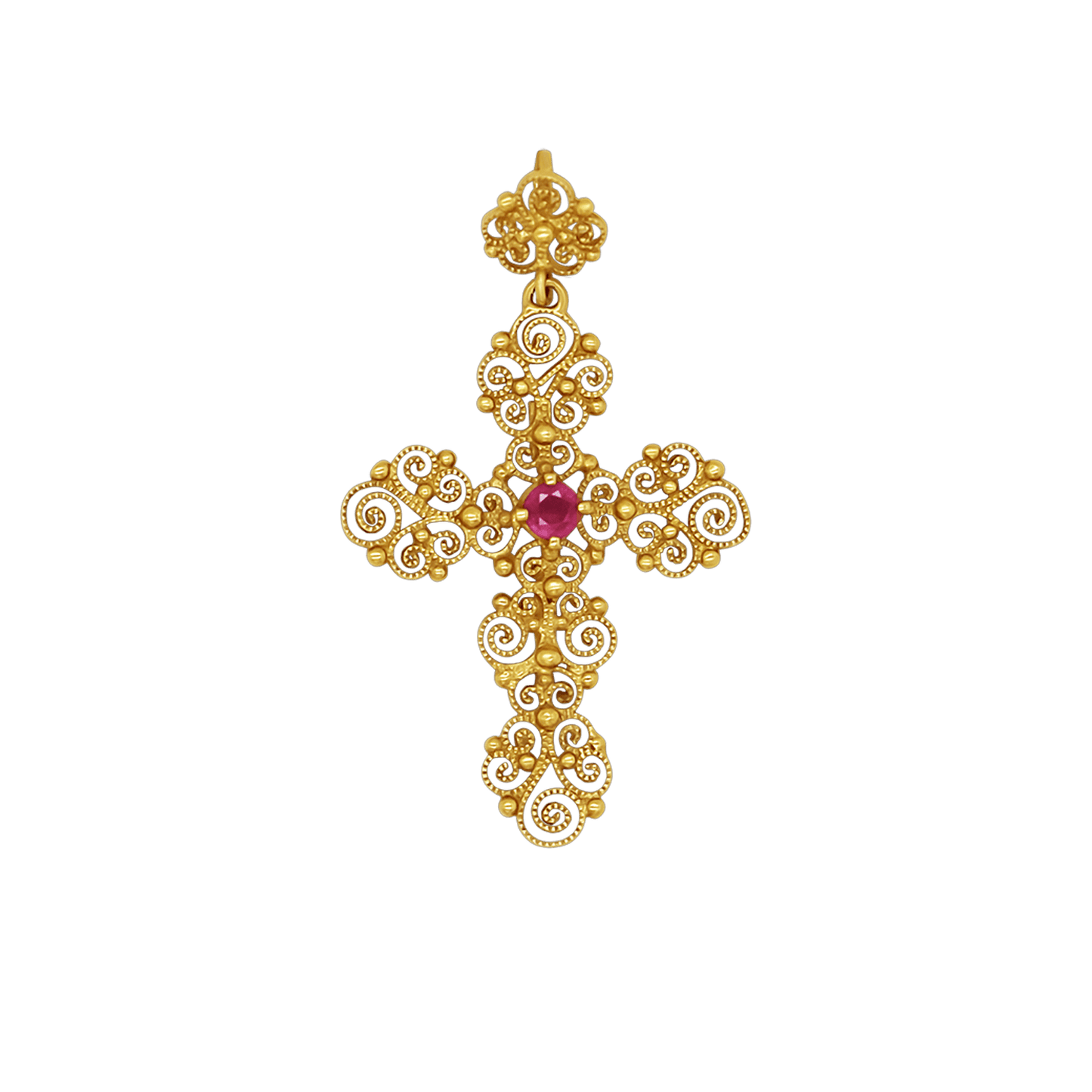 MADREVITATO PENDENTE CROCE - ORO E RUBY