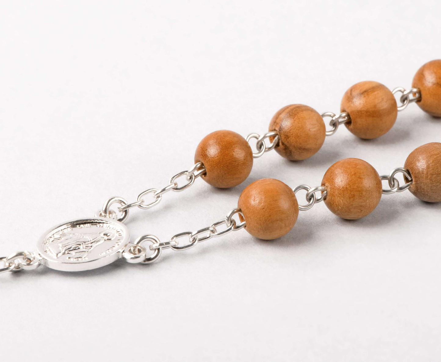 OLIVE LEGNO BEADS ROSARIO - ARGENTO