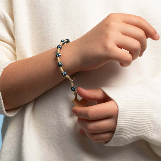 CHILDREN'S BRACCIALETTO ROSARIO - LEGNO - BLUE