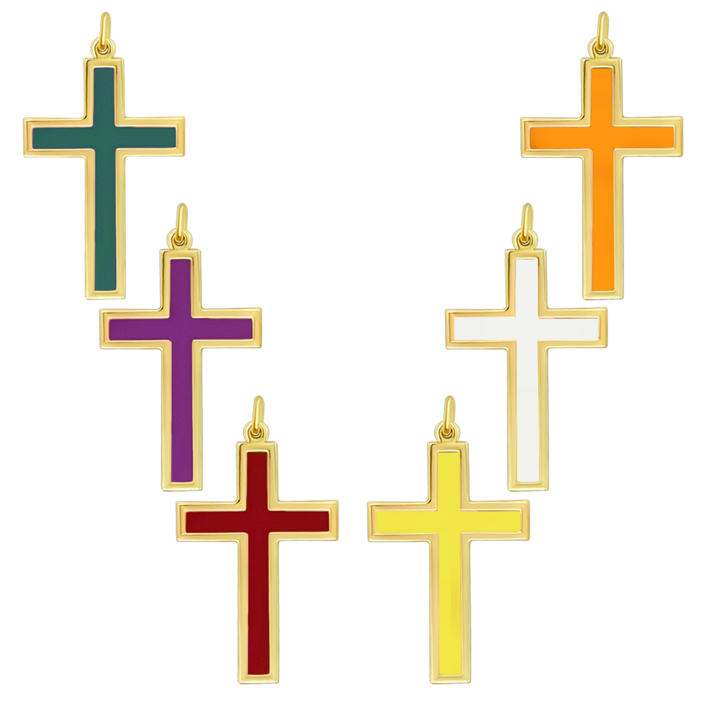 COLORED PENDENTE CROCE - ARGENTO