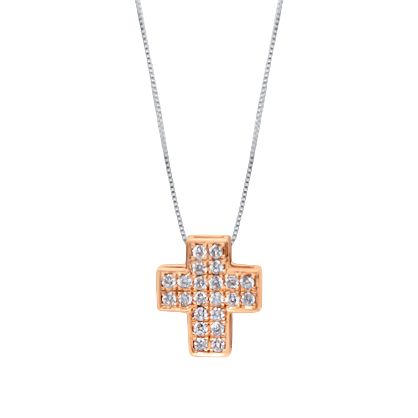 CROCE CON DIAMOND - COLLANA - ROSE ORO