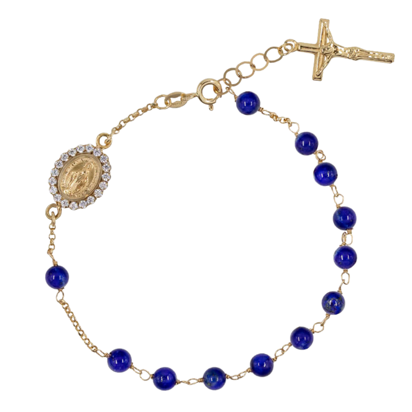 LAPIS LAZULI BEADS BRACCIALETTO ROSARIO - ORO