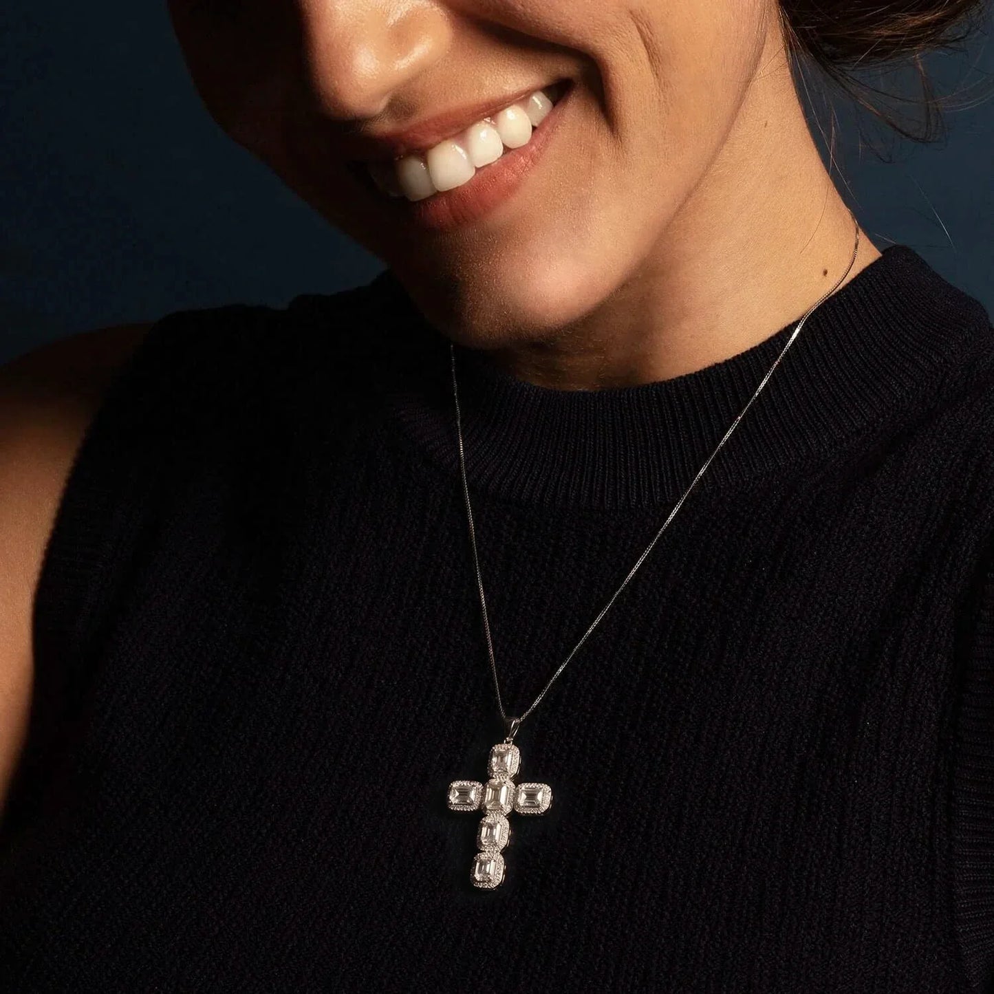PENDENTE CROCE - ARGENTO E ZIRCONIA