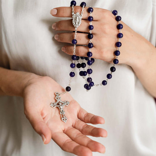 AMETHYST BEADS ROSARIO - METAL
