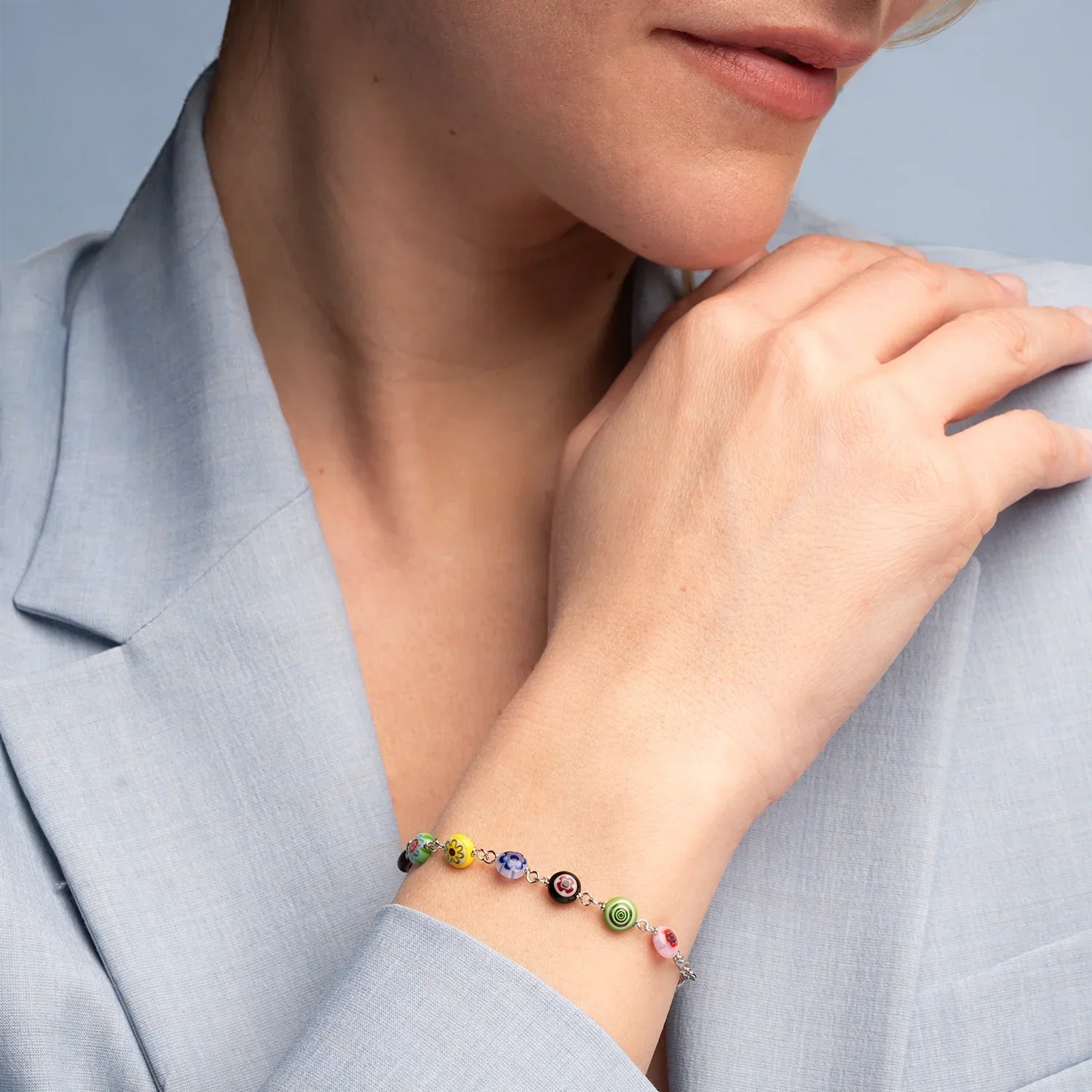 MURRINA GLASS BEADS BRACCIALETTO ROSARIO - ARGENTO