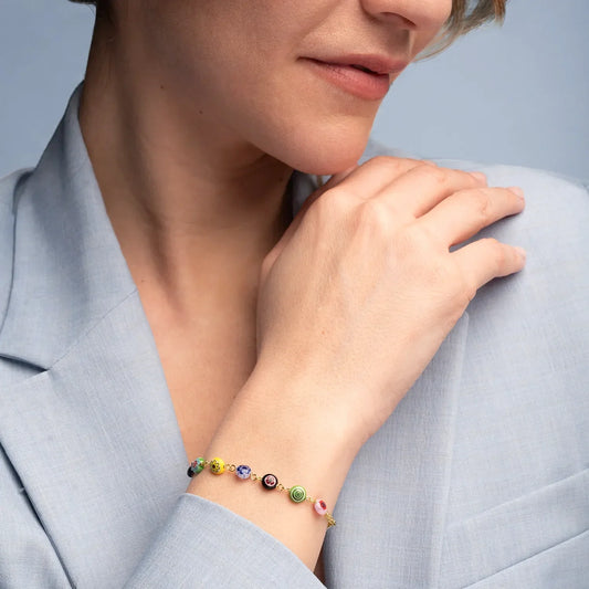 MURRINA GLASS BEADS BRACCIALETTO ROSARIO - VERMEIL ARGENTO