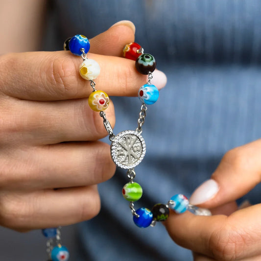 MURRINA GLASS BEADS - ROSARIO - ARGENTO