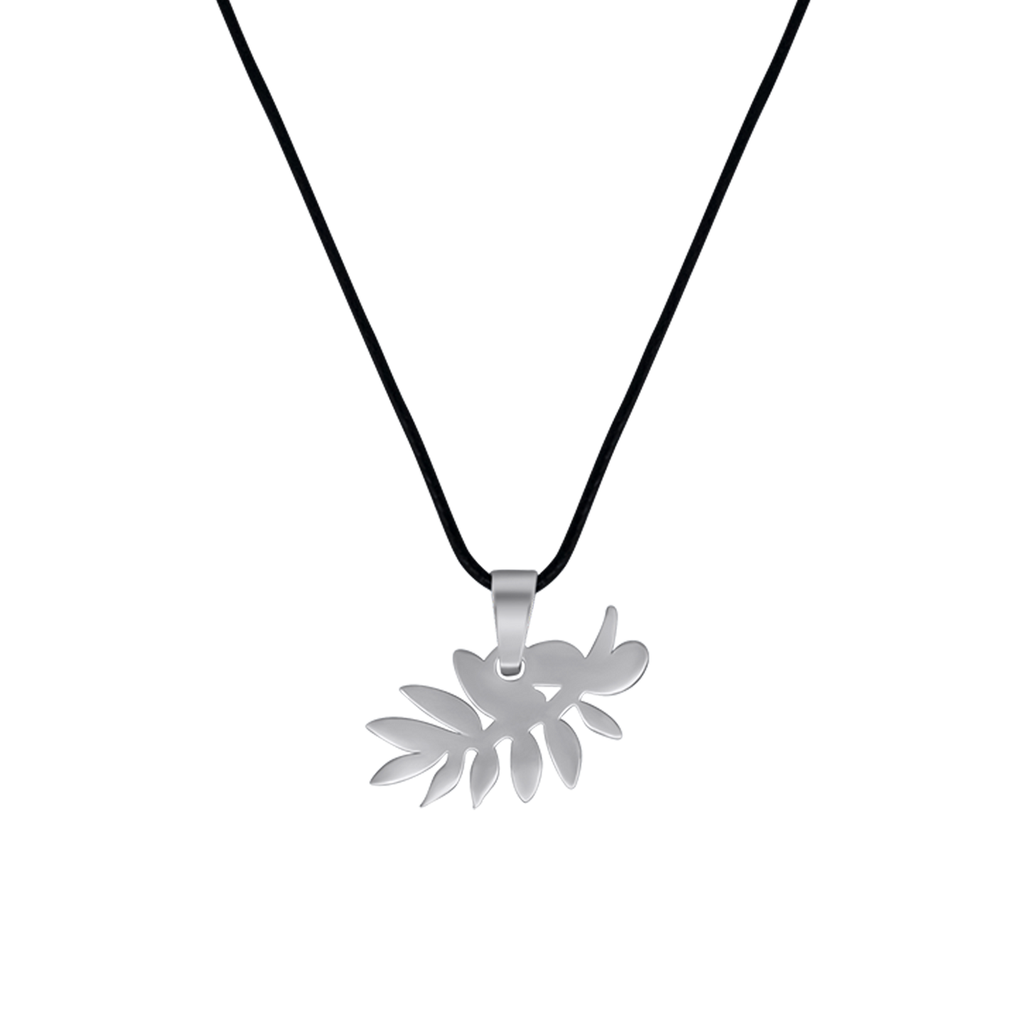 OLIVE BRANCH COLLANA - RUBBER CORD E STEEL