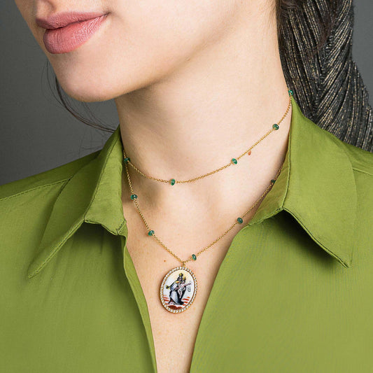 OUR LADY OF MOUNT CARMEL COLLANA - ORO E DIAMONDS