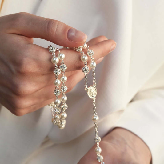 STRASSBALL E PERLA BEADS ROSARIO - ARGENTO