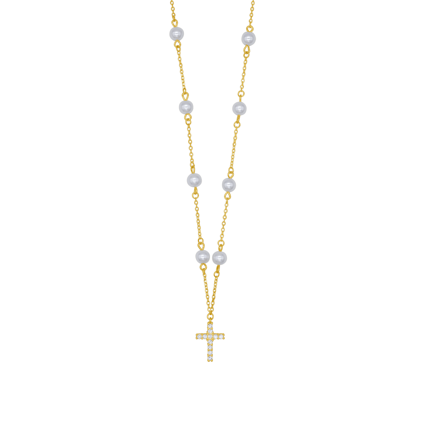 PERLA COLLANA CROCE - GOLDEN ARGENTO