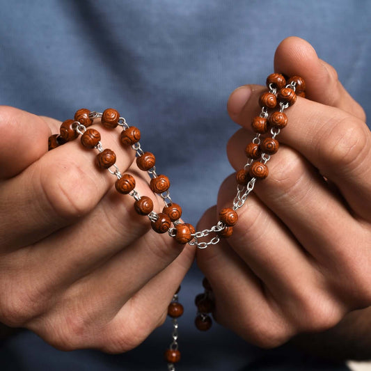 ROSEWOOD BEADS ROSARIO - ARGENTO
