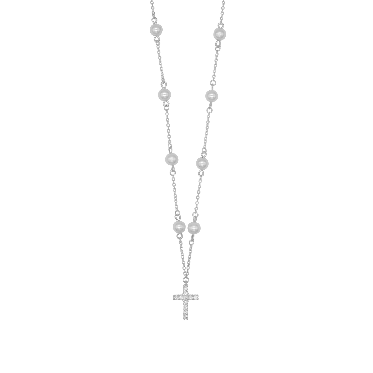 PERLA COLLANA CROCE - ARGENTO
