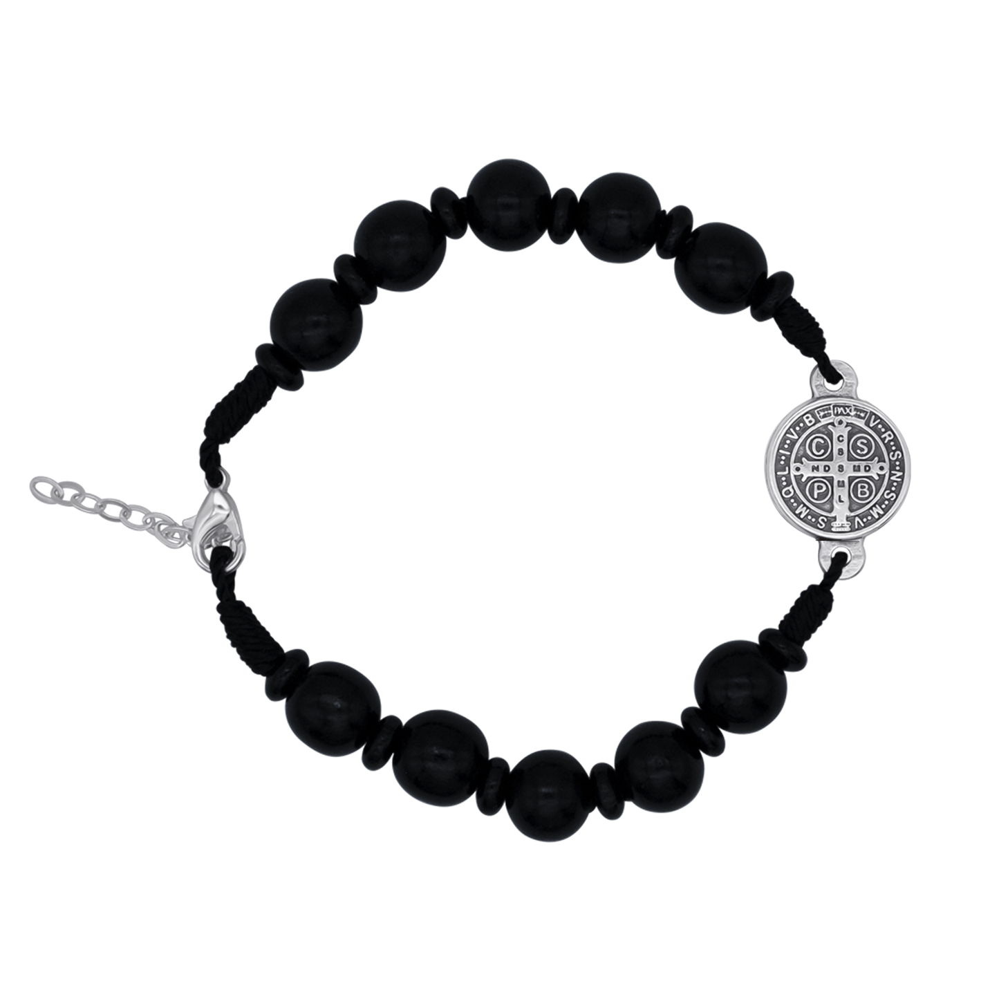 ST BENEDICT - LARGE BRACCIALETTO ROSARIO - NERO