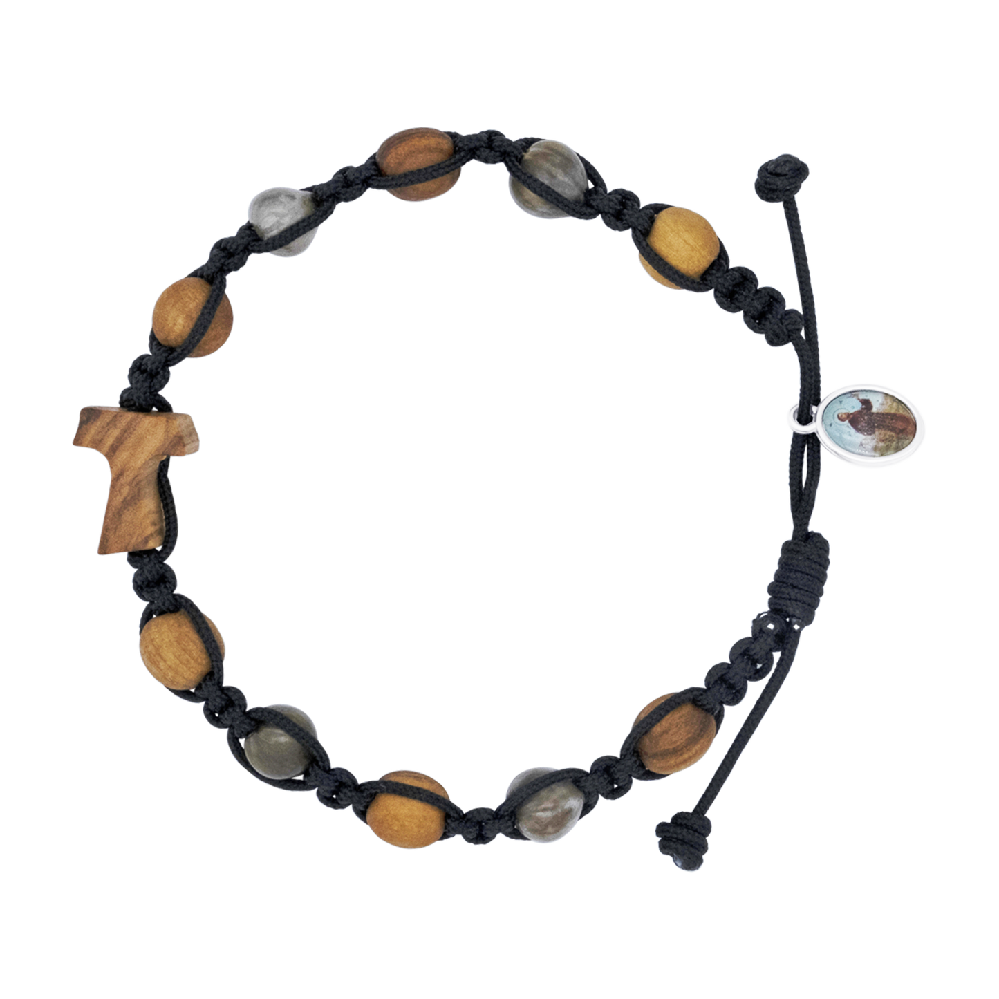 TAU BRACCIALETTO CROCE - OLIVE LEGNO E NATURAL STONES