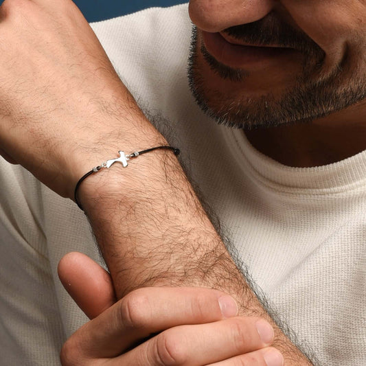 TAU CROCE - BRACCIALETTO - CORD E ARGENTO