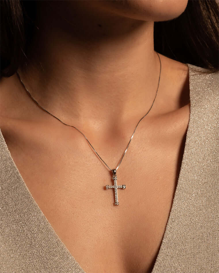 PENDENTE CROCE - ARGENTO E ZIRCONIA