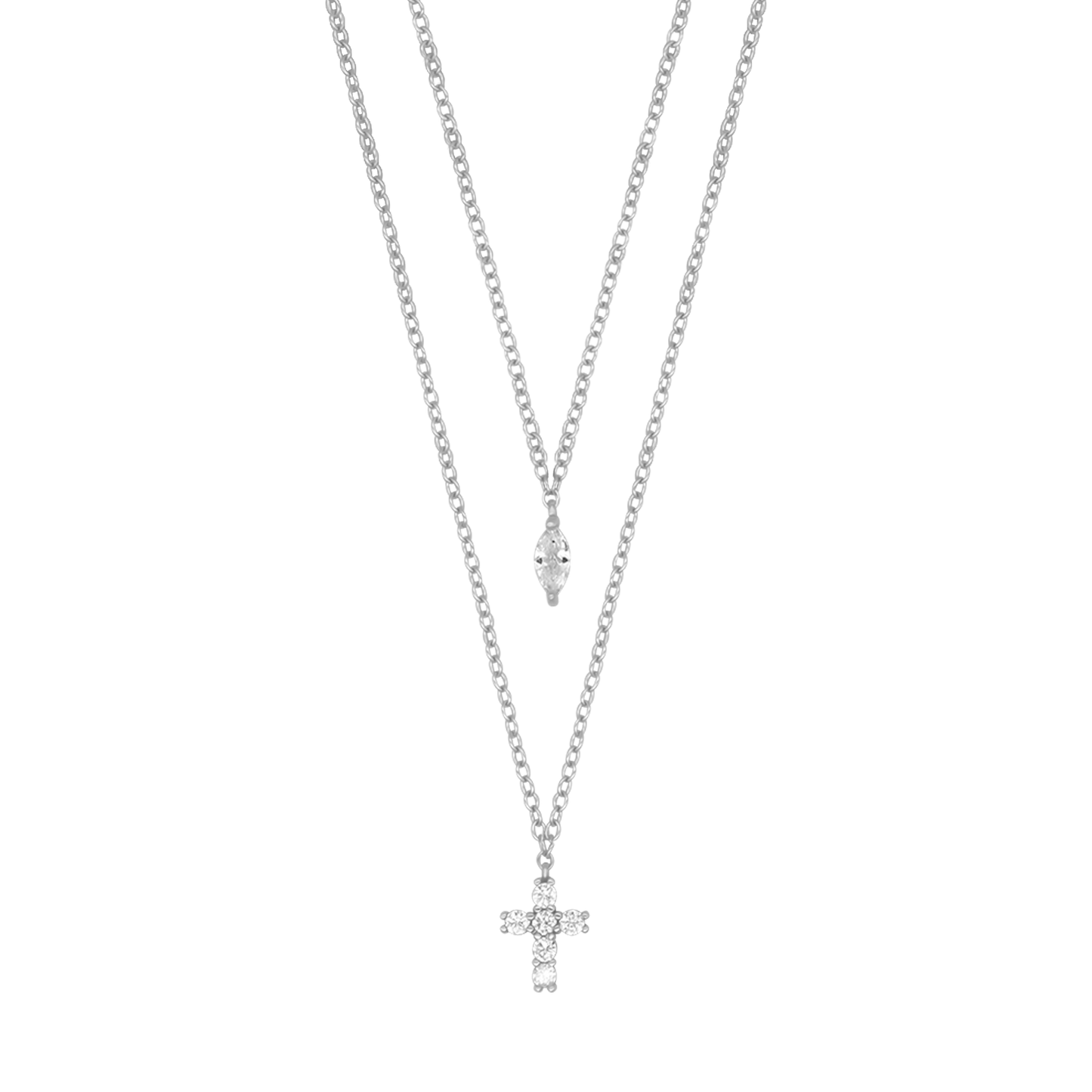 ZIRCONIA COLLANA CROCE - ARGENTO