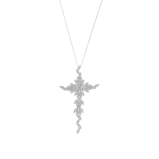 CROCE DIAMOND COLLANA - BIANCO ORO