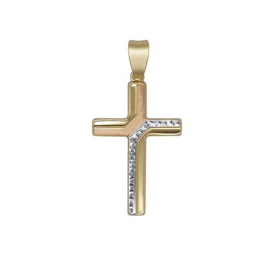 PENDENTE CROCE - BICOLOR ORO