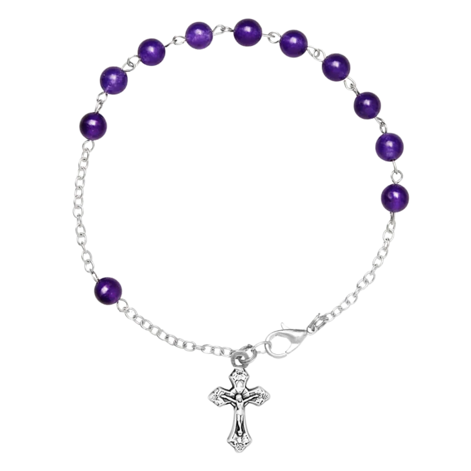 AMETHYST BEADS BRACCIALETTO ROSARIO - METAL