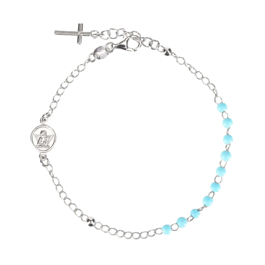 BABY BRACCIALETTO ROSARIO - ARGENTO - BLUE