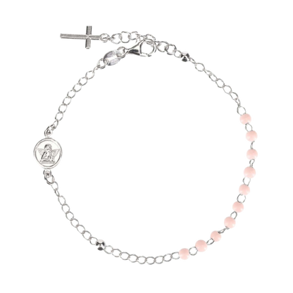 BABY BRACCIALETTO ROSARIO - ARGENTO - PINK