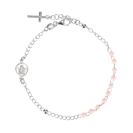 BABY BRACCIALETTO ROSARIO - ARGENTO - PINK