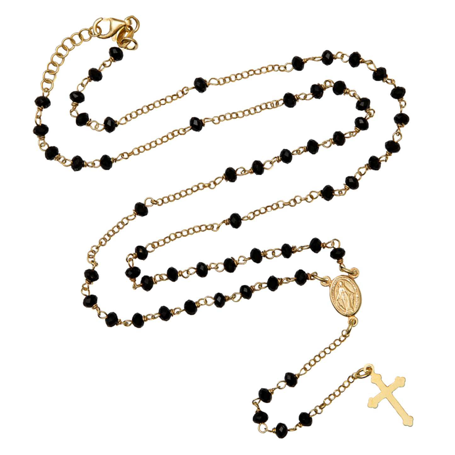 NERO CRYSTAL COLLANA ROSARIO - VERMEIL ARGENTO