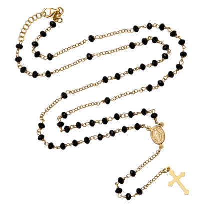 NERO CRYSTAL COLLANA ROSARIO - VERMEIL ARGENTO