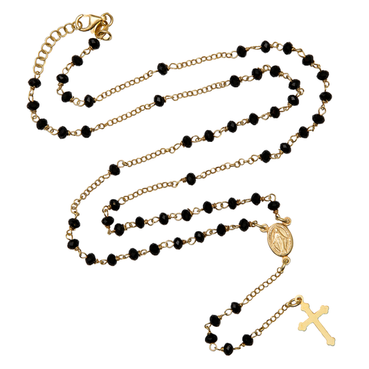 NERO CRYSTAL COLLANA ROSARIO - VERMEIL ARGENTO