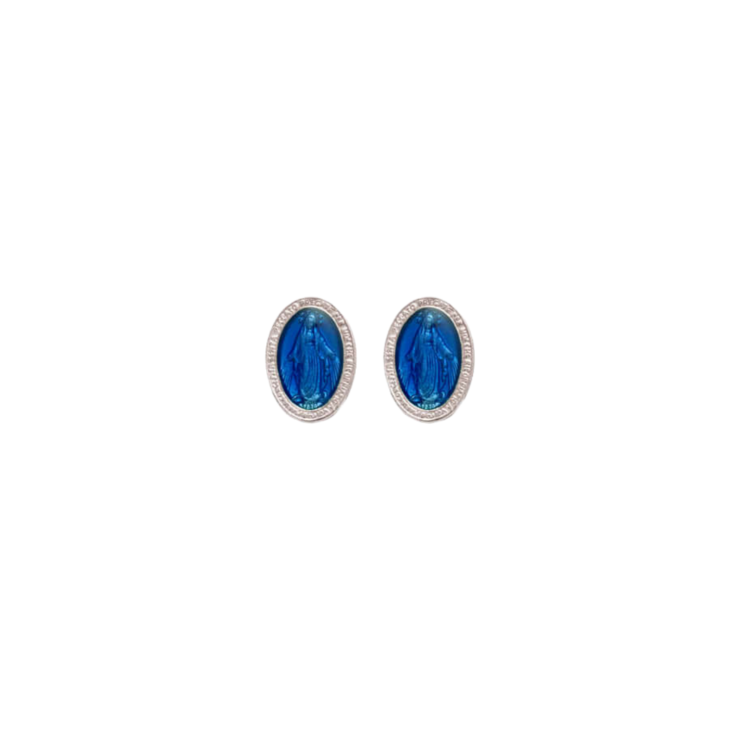 BLUE MIRACULOUS MEDAGLIA - STUD ORECCHINI - ARGENTO