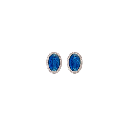 BLUE MIRACULOUS MEDAGLIA - STUD ORECCHINI - ARGENTO