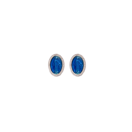 BLUE MIRACULOUS MEDAGLIA - STUD ORECCHINI - ARGENTO