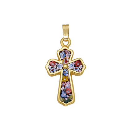 PENDENTE CROCE - MICROMOSAIC GIOIELLI - GOLDEN METAL