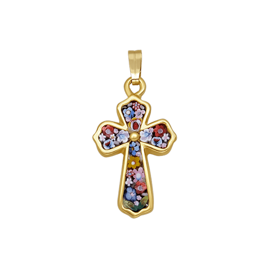 PENDENTE CROCE - MICROMOSAIC GIOIELLI - GOLDEN METAL