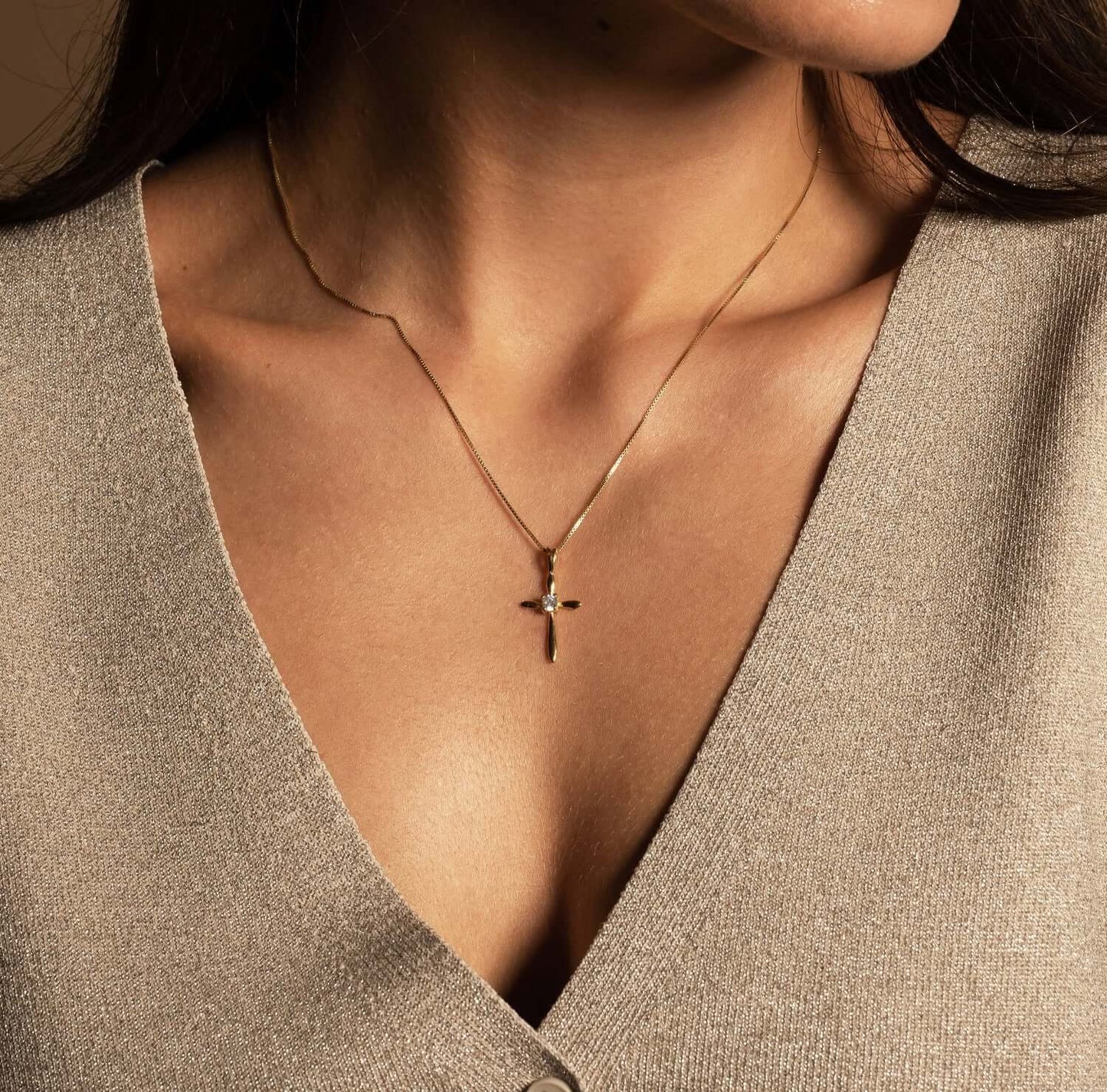PENDENTE CROCE - VERMEIL ARGENTO