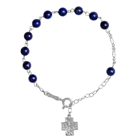BRACCIALETTO ROSARIO LAPIS LAZULI - ARGENTO