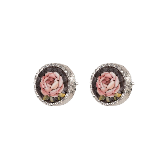MICROMOSAIC ORECCHINI - FLEMISH FLOWERS - ARGENTO