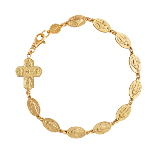 MIRACULOUS E FOUR WAY CROCE - BRACCIALETTO - VERMEIL ARGENTO