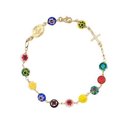 MURRINA GLASS BEADS BRACCIALETTO ROSARIO - VERMEIL ARGENTO