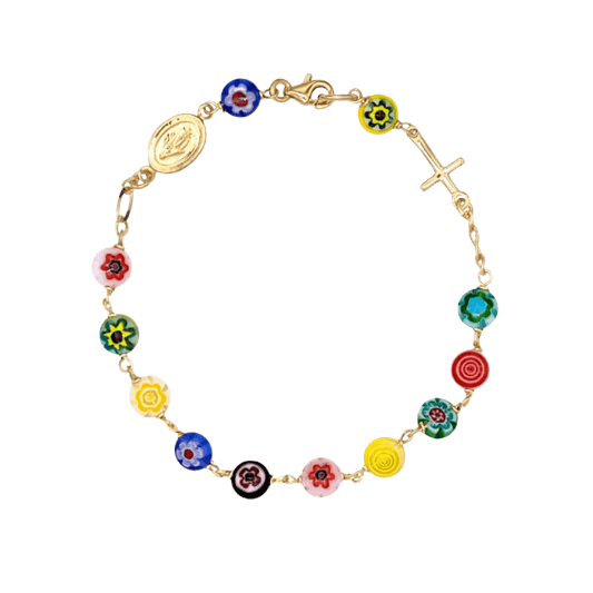 MURRINA GLASS BEADS BRACCIALETTO ROSARIO - VERMEIL ARGENTO