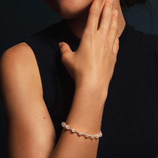 BRACCIALETTO ROSARIO - PINK QUARTZ - ARGENTO