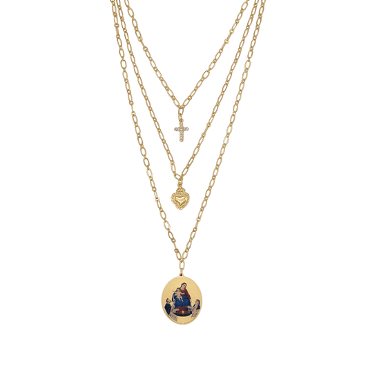 OUR LADY OF POMPEII - LAYERED COLLANA