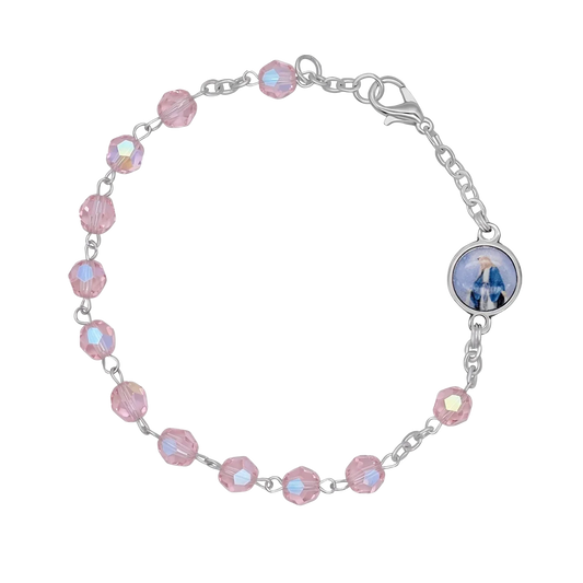 PINK CRYSTAL BRACCIALETTO ROSARIO - METAL