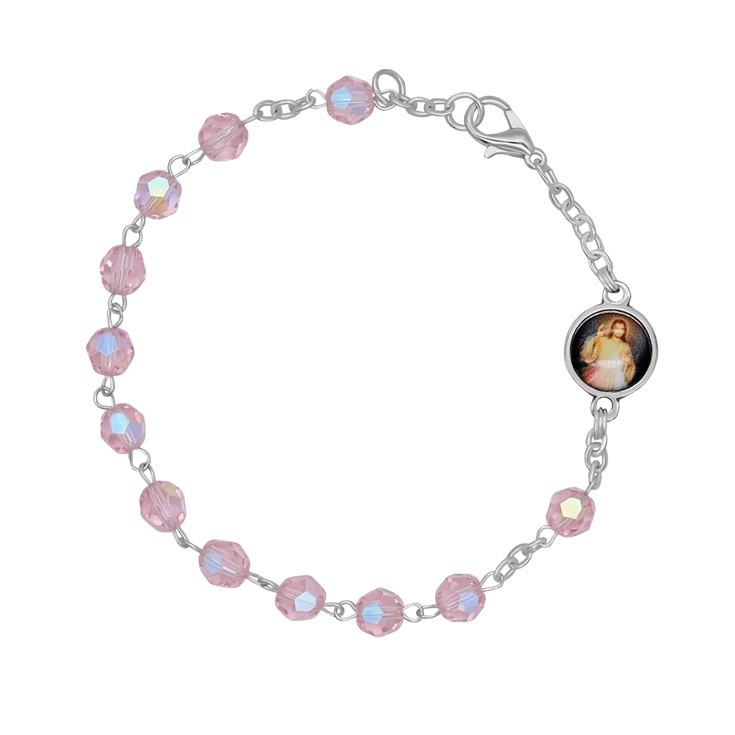 PINK CRYSTAL BRACCIALETTO ROSARIO - METAL
