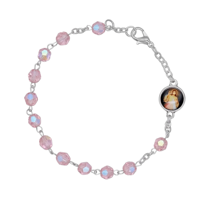 PINK CRYSTAL BRACCIALETTO ROSARIO - METAL
