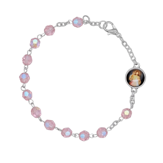 PINK CRYSTAL BRACCIALETTO ROSARIO - METAL